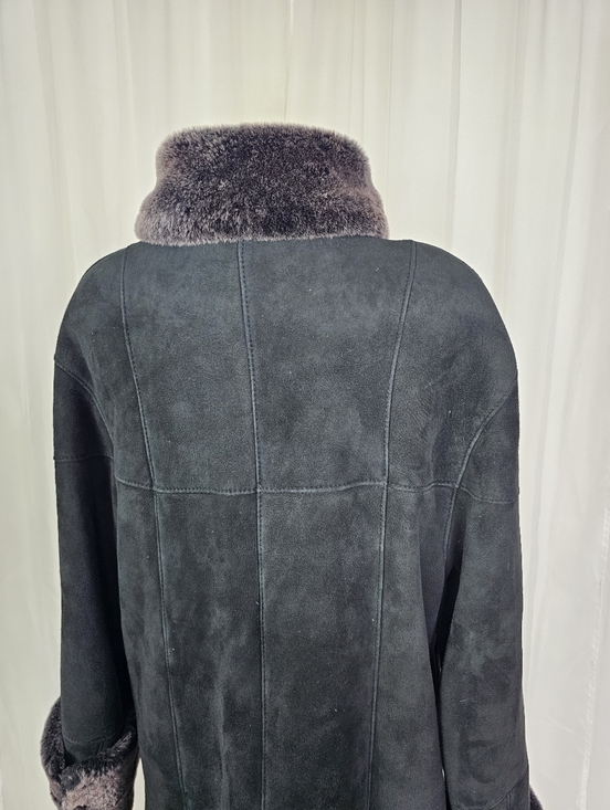 Jekel Vintage Black Sheepskin Suede Shearling Coat with Fur Lining Size 12 - Picture 7 of 12